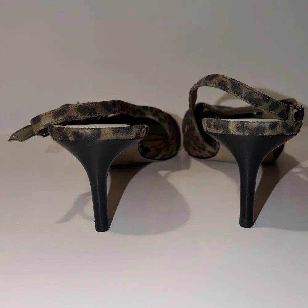 Pamla Mid Sling Back Heel in Leopard Suede Dolce Vita Size 11 Wide